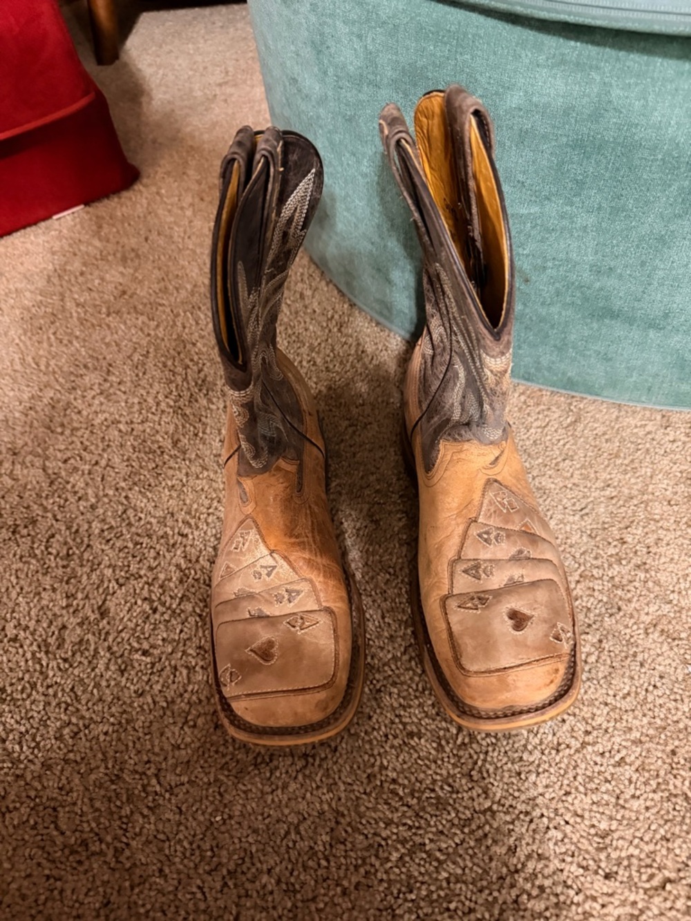 Tin Haul Two-Tone Brown and Black Men's Western Square-Toe Boots